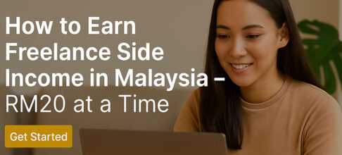 Malaysian business owner hiring a freelancer online through DualGig platform, showing safe and affordable gig-based hiring from RM20
