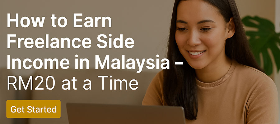 Malaysian business owner hiring a freelancer online through DualGig platform, showing safe and affordable gig-based hiring from RM20